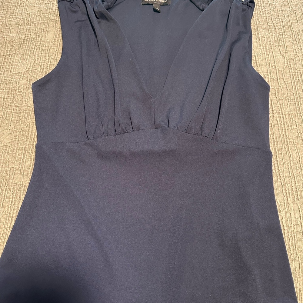Banana Republic Navy Blue Sleeveless V Neck Blouse